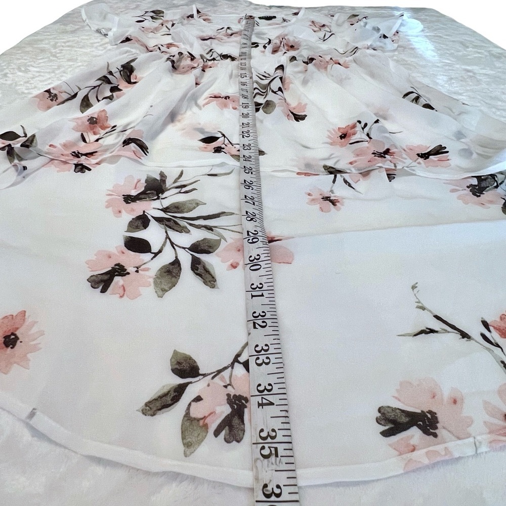 Torrid NEW Tunic Floral Chiffon Hi Lo Ivory White Pink Medium Large 10 M L NWOT - Picture 12 of 13